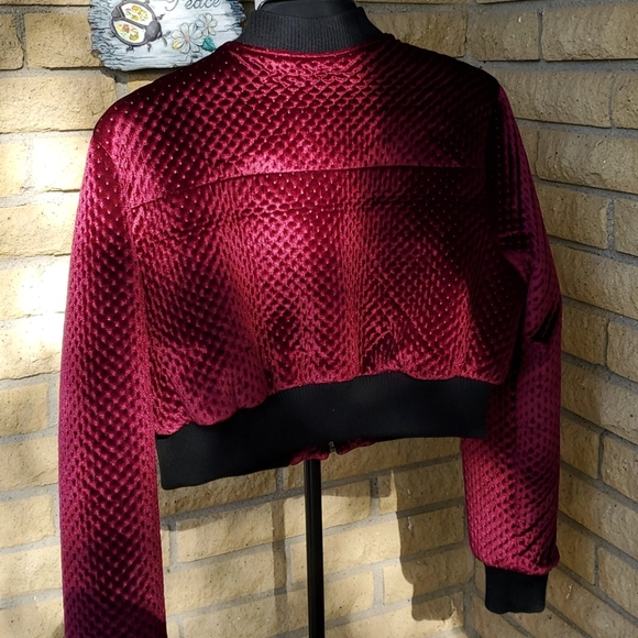 Wine🍷 Velour Quilted cropped jacket - Picture 6 of 7